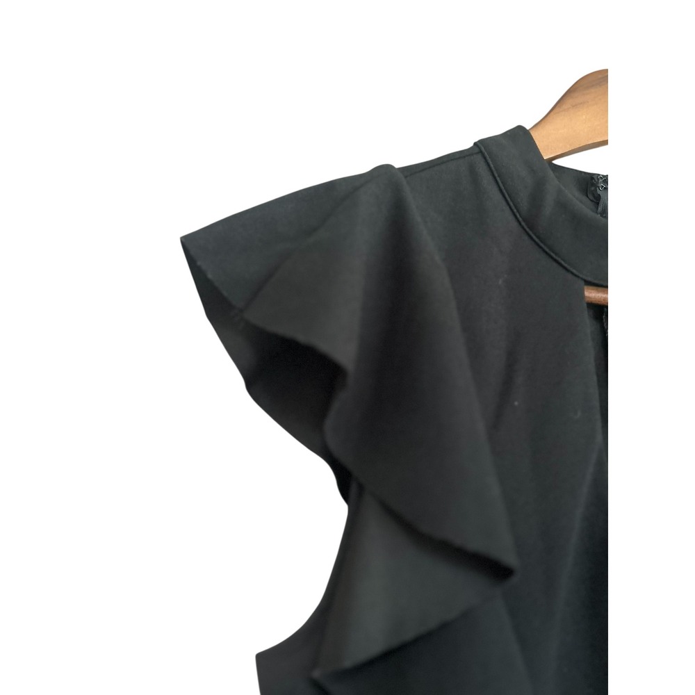 She + Sky Black Ruffle Sleeve Dress‎ Mock Neck Sleeveless Career Cocktail - Picture 5 of 6